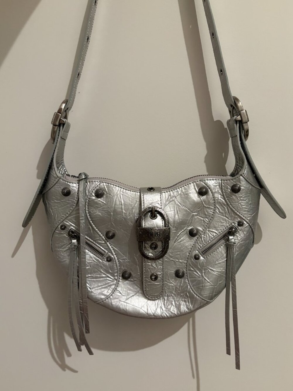 JW PEI Tessa Metallic Pleating Shoulder Bag - Silver